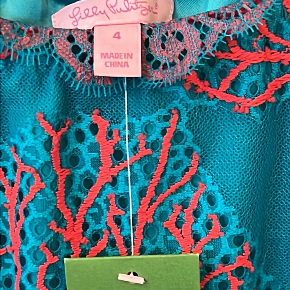 NWT Lilly Pulitzer Cee Cee Dress— Snorkel Blue Coral Mesh Lace - Picture 9 of 10